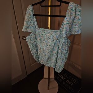 2 For $20 Lane Bryant Blue‎ Floral Crop Sz 24 Nwt Plus